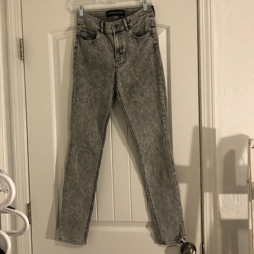 EXPRESS 4L grey washed high waisted legging jeans